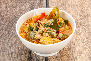 Thai red spicy curry with chicken