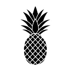 Black silhouette pineapple icon and vector illustration