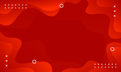 Abstract red fluid wavy background with geometric shapes, modern dynamic wallpaper. Vector illustration. Suitable for templates, sale banners, events, ads, web and pages