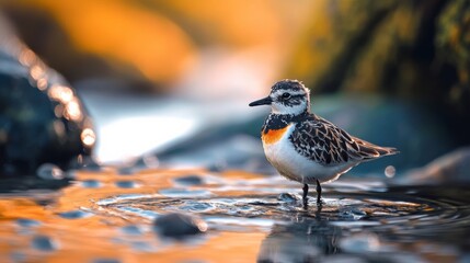 Colorful nature background with Ruddy Turnstone.