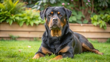 Obraz premium Purebred Rottweiler on Green Grass