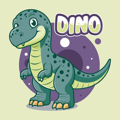 Cute Funny Tyrannosaurus Rex Dinosaur Character in Hand Drawn Vector Cartoon Illustration Design for sticker, badge, patch, banner, greeting card, invitation