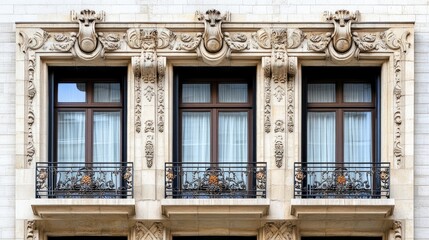 Obraz premium A classic art deco building facade with ornate details, representing the timeless beauty of early 20th-century architecture