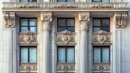Fototapeta premium A classic art deco building facade with ornate details, representing the timeless beauty of early 20th-century architecture