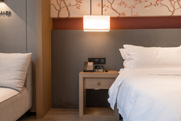 interior of big bed room in hotel