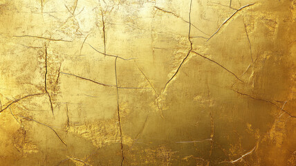 textured golden surface with various lines and cracks, creating a rustic and worn appearance that catches the light, detailed hyper realistic image