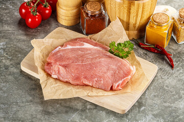 Raw pork schnitzel for cooking