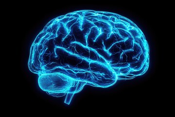 Radiant intelligence: glowing human brain, the spark of knowledge and the power of neural connections, the brains role as the center of consciousness and intellectual brilliance