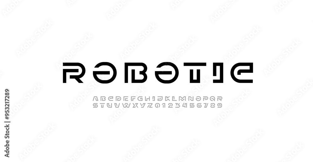 Poster modern font alphabet from segment line