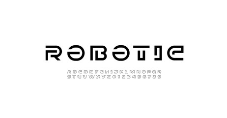 Modern font alphabet from segment line