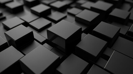 Fototapeta premium 3d black cube shape background with a super black, futuristic oled-friendly design, showcasing a high-tech and minimalist modern, detailed high resolution photo
