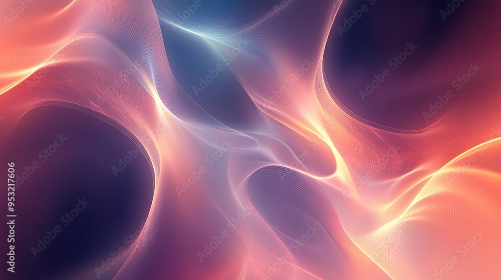 Poster a luminous abstract background with smooth, flowing lines of color and soft transitions, creating a 