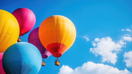 Fototapeta premium bright colorful balloons on the blue sky, highly detailed image