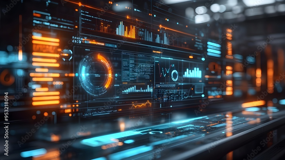 Poster futuristic digital interface design - data analytics