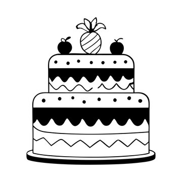recommend clip art: Black silhouette outline and fill cake icon and vector illustration