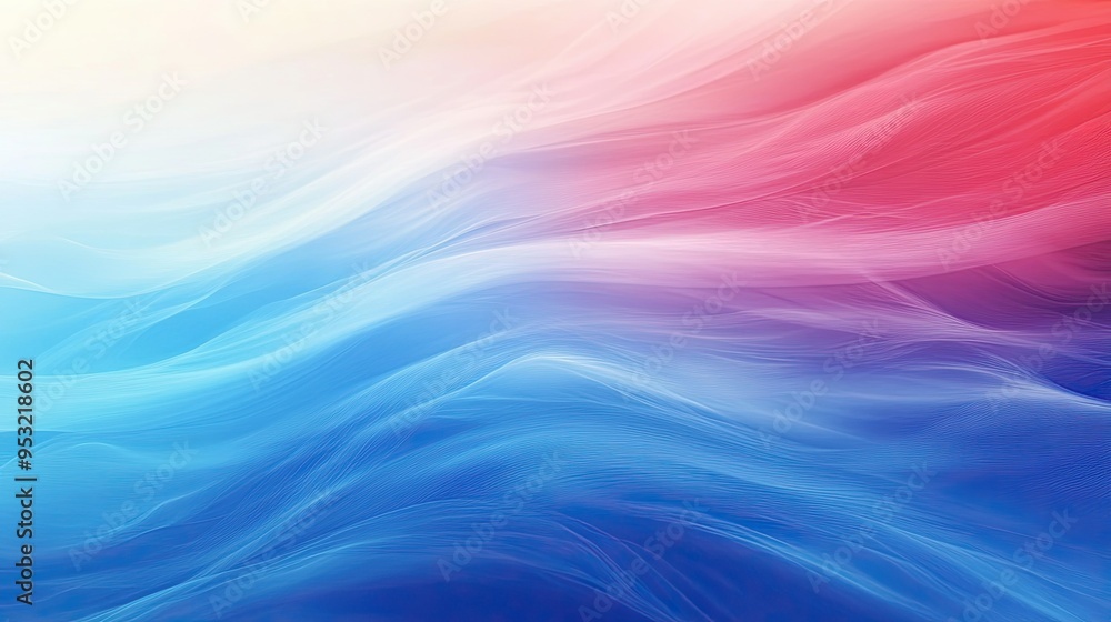 Poster a smooth, colorful gradient transitioning from warm reds to cool blues, creating a serene abstract b