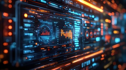 Obraz premium Futuristic Digital Interface with Data & Graphs