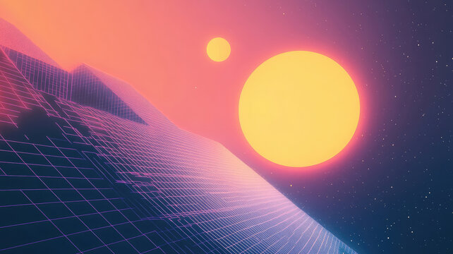 a minimalist abstract background inspired by the ideas of vaporwave and retro-futurism, detailed high definition image
