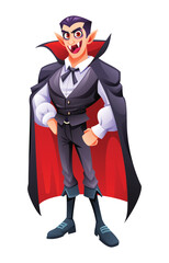 Dracula vampire character. Vector cartoon illustration
