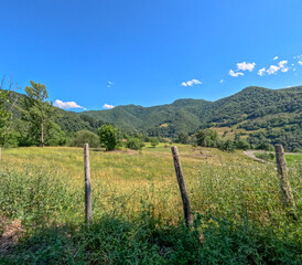 Obraz premium The Picos de Europa Peaks of Europe are a mountain range extending for about 20 km (12 mi), forming part of the Cantabrian Mountains in northern Spain