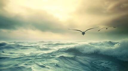 Obraz premium Birds flying over the sky wallpaper