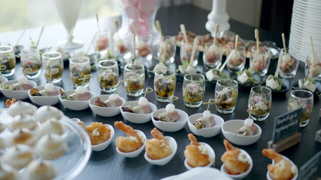 beautiful canapes food at the party