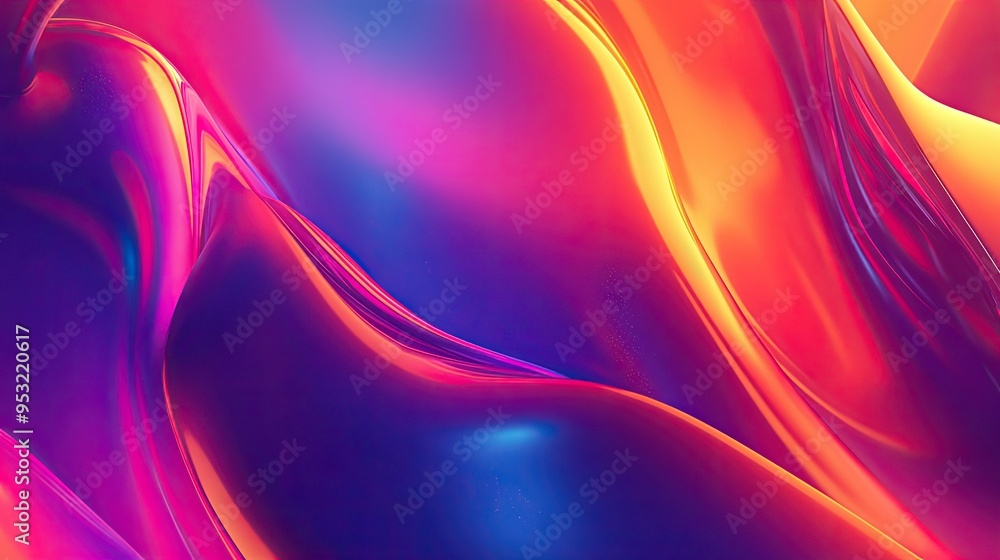 Poster abstract background with bright, neon-colored shapes and soft gradients, creating a futuristic visua