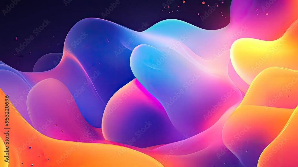 Aufkleber abstract background with bright, overlapping shapes and soft gradients, creating a dynamic and playf