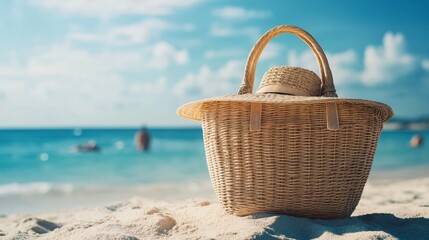 Summer seaside vibes with beach bag accessories.