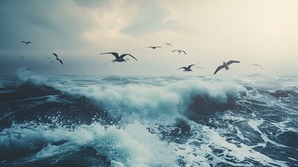 Obraz premium birds flying over the sky wallpaper