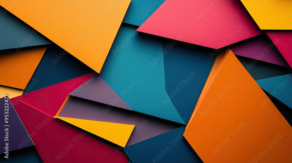 Aufkleber colorful, geometric shapes overlapping and blending into one another, creating a bold, modern abstra