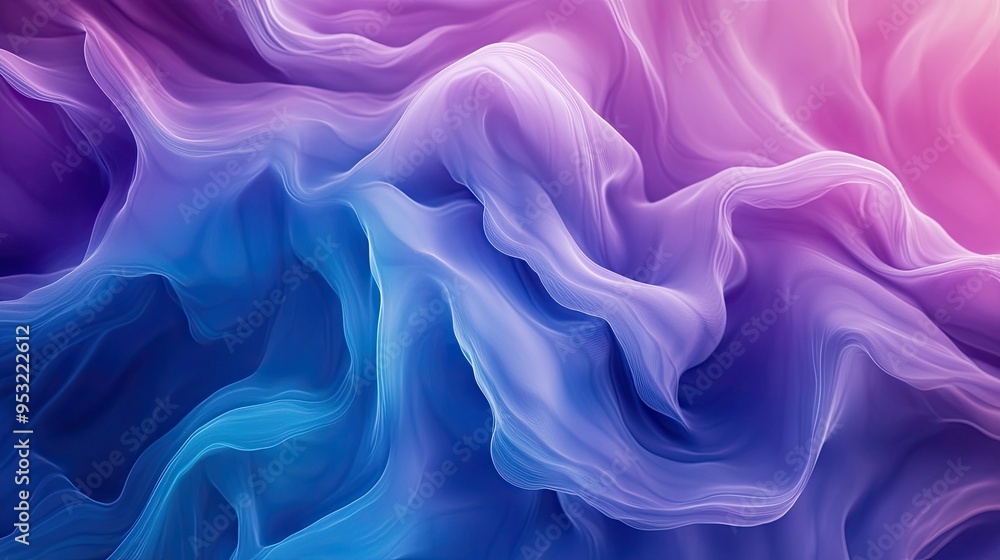 Poster vibrant color gradients blending from purple to blue, creating a smooth, abstract background with de