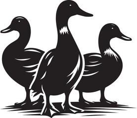 Duck Silhouette isolated on white background Minimalist duck vector illustration