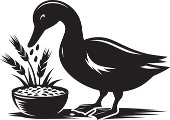 Duck Silhouette isolated on white background Minimalist duck vector illustration