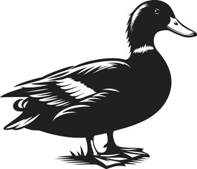 Duck Silhouette isolated on white background Minimalist duck vector illustration