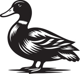 Duck Silhouette isolated on white background Minimalist duck vector illustration