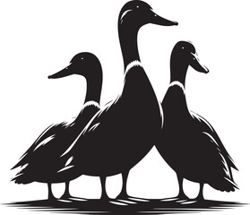 Duck Silhouette isolated on white background Minimalist duck vector illustration
