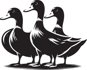 Duck Silhouette isolated on white background Minimalist duck vector illustration
