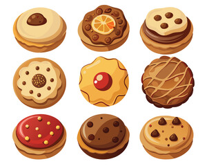 set  of different types of cookies vector illustration