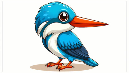 Kingfisher  bird against white background 
