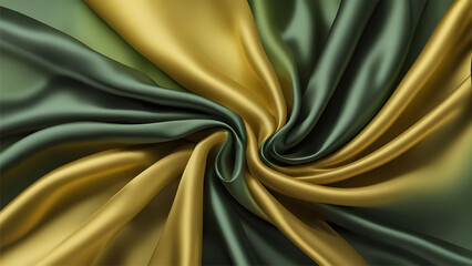 silk fabric texture background featuring dark green and yellow shades