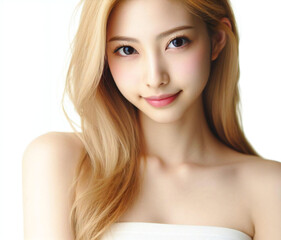 Fototapeta premium 白いチューブトップの美女