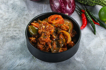 Asian cuisine - prawn in chili sauce