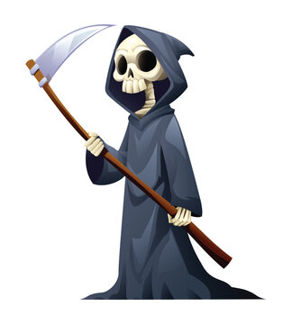 recommend clip art: Grim Reaper holding a scythe. Vector cartoon character illustration