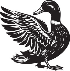 Duck Silhouette isolated on white background Minimalist duck vector illustration
