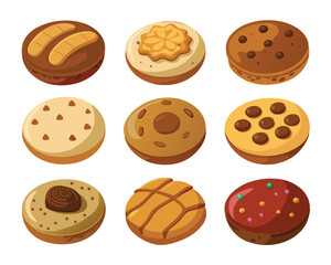 set  of different types of cookies vector illustration