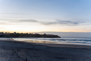 La Concha beach by sunset Suances coast Cantabria Spain