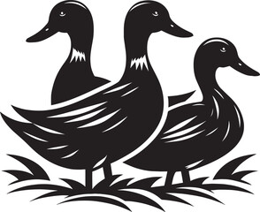 Duck Silhouette isolated on white background Minimalist duck vector illustration