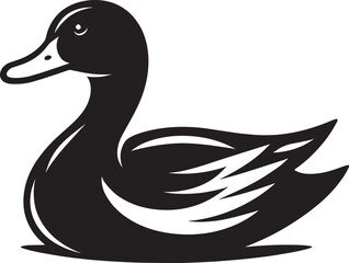 Duck Silhouette isolated on white background Minimalist duck vector illustration