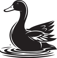 Duck Silhouette isolated on white background Minimalist duck vector illustration